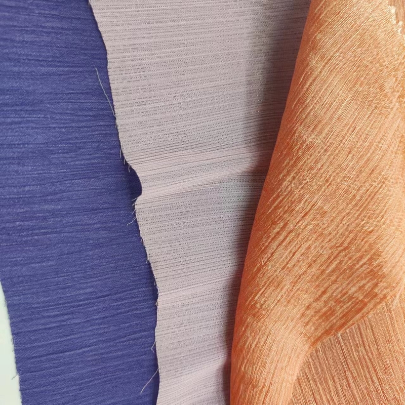 100% Polyester Breathable Chiffon Fabric Sparkling Crinkle 30DX68D